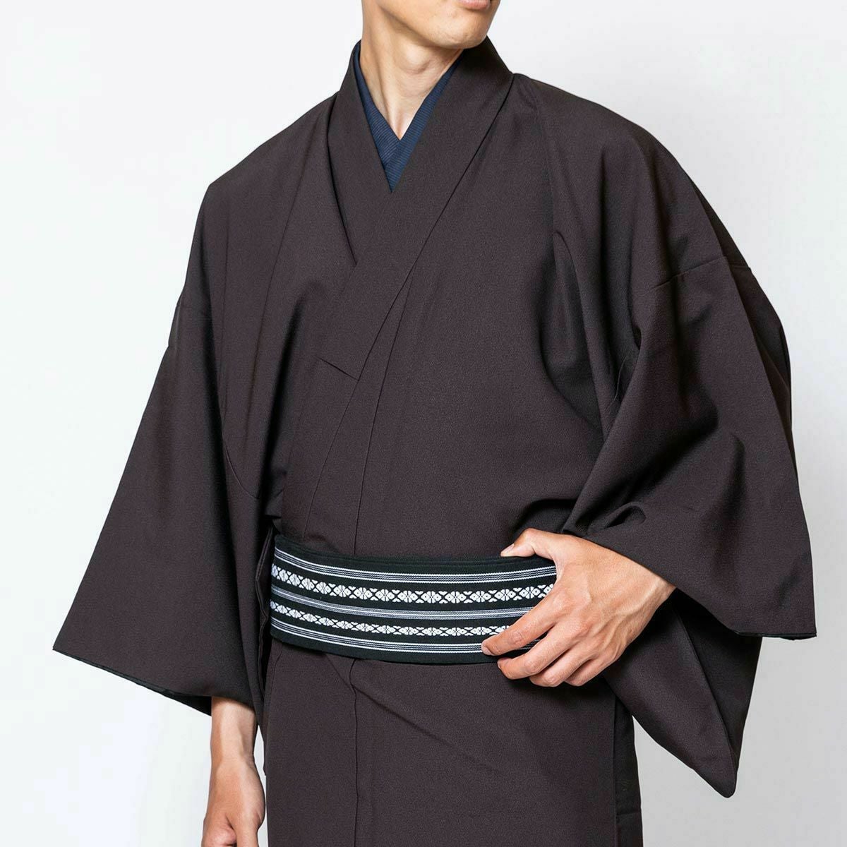 メンズ　襦袢　洗える着物　ウール　富士山　松模様　着物　101tz 色紋付の洗えるオーダー着物(もしくは羽織) ちりめん 濃グレー | 男