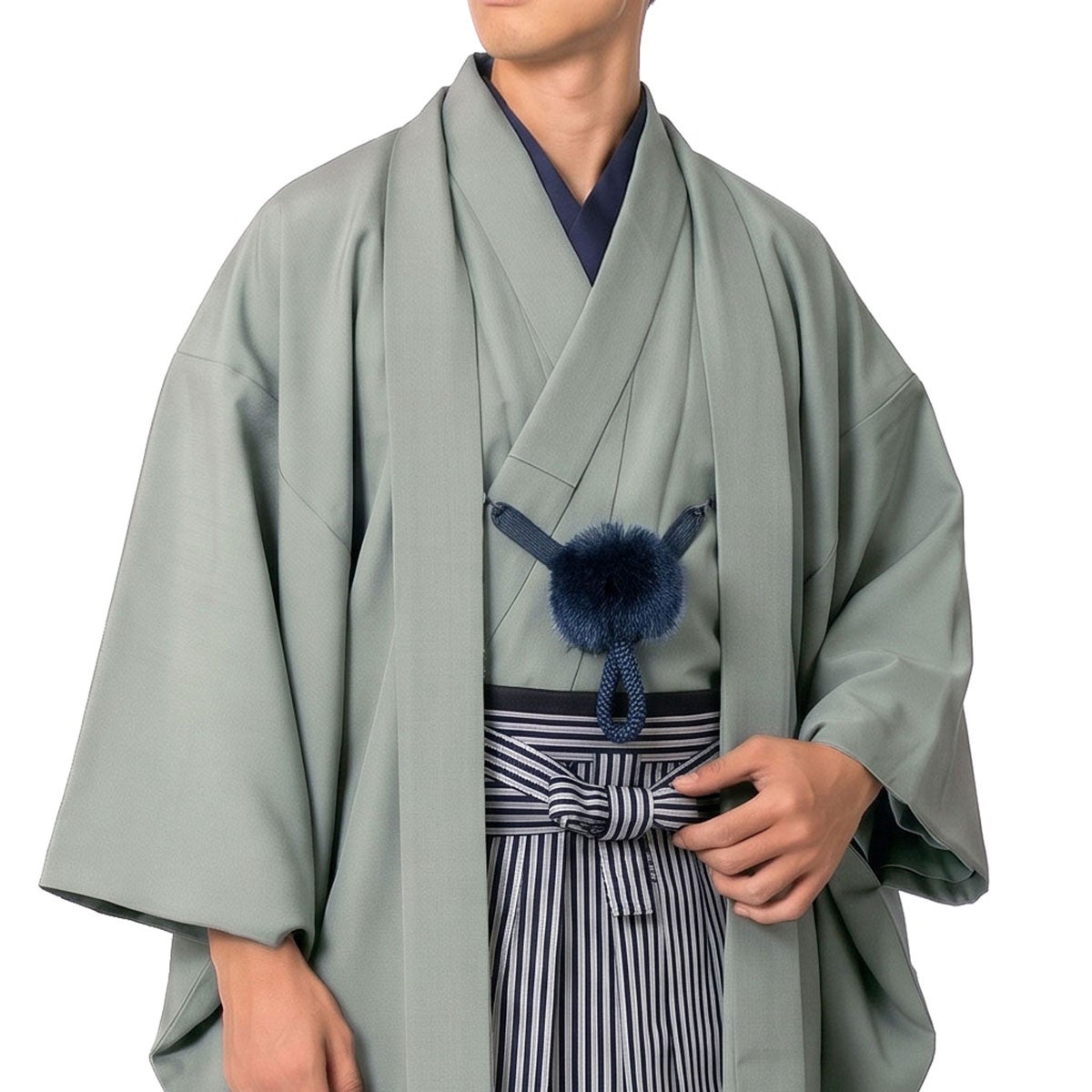 男着物 羽織袴 11点フルセット 洗える ちりめん 袷 グレー