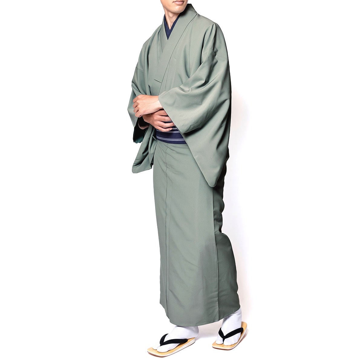 男着物 羽織袴 11点フルセット 洗える ちりめん 袷 グレー