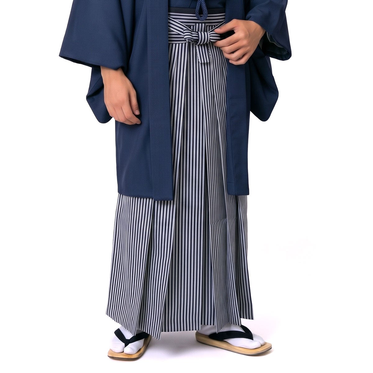 羽織袴付き男性着物セット 洗えるちりめん 11点 フルセット