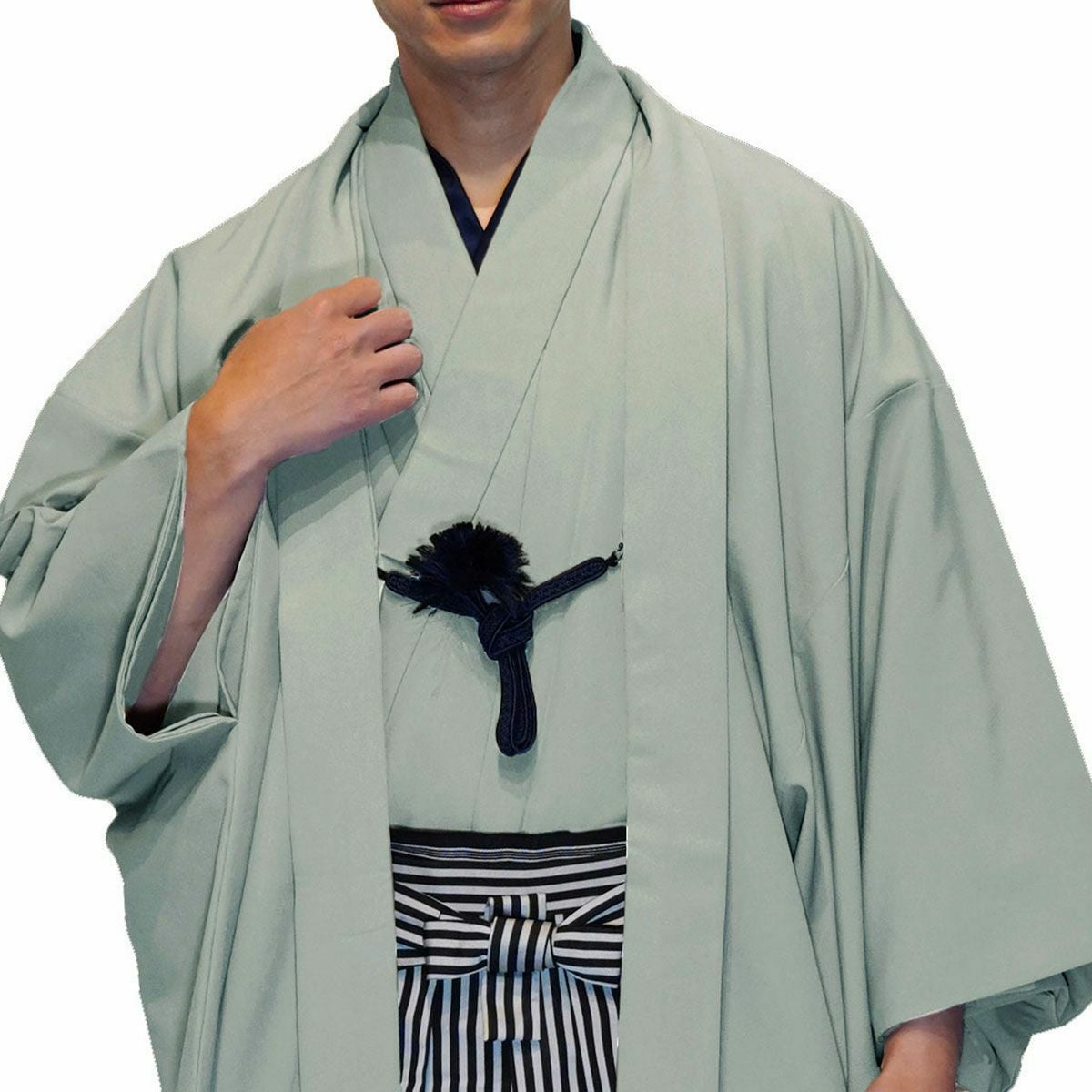 男着物 袴付き 11点フルセット 洗える ちりめん 袷 グレー