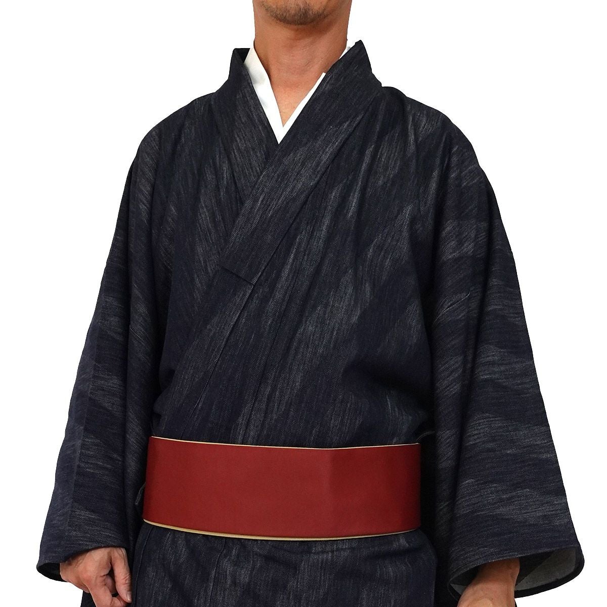 デニム着物 岡山デニム メンズ 単衣 斜め縞