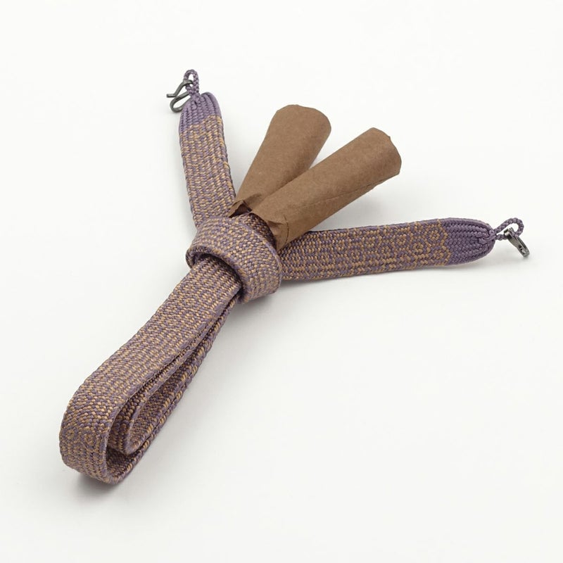 羽織紐 正絹 手組紐 平打ち 茶×紫