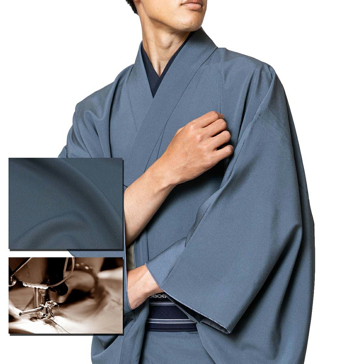 東レシルック ちりめん 洗える着物 仕立てオーダー(羽織) ブルーグレー