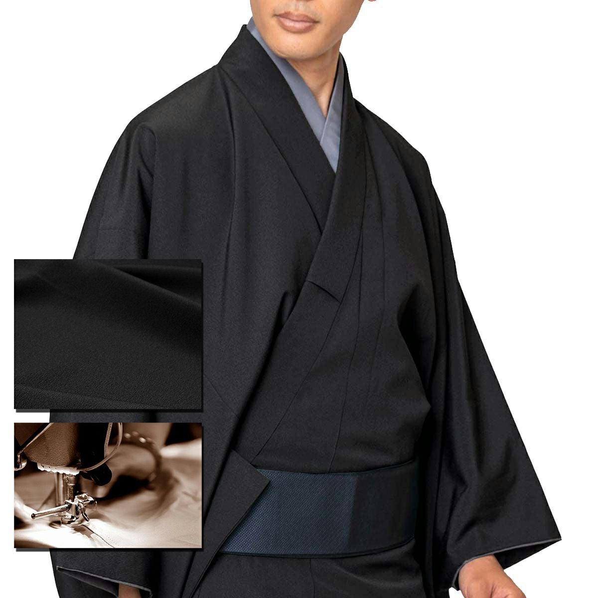 東レシルック ちりめん 洗える着物 仕立てオーダー(羽織) 黒