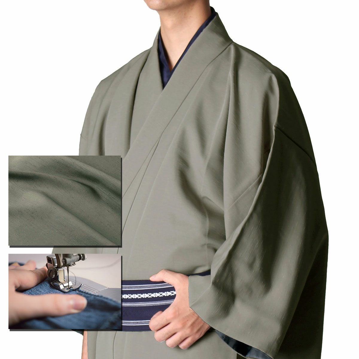 仕立てオーダー着物(もしくは羽織) 洗える着物 紬 グレー