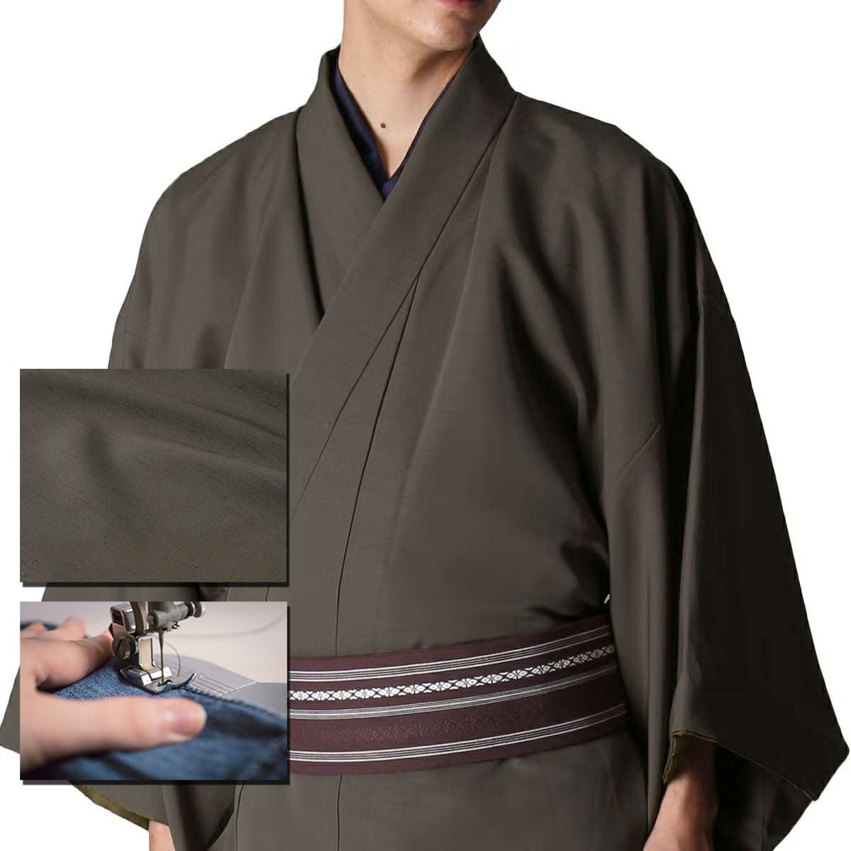 仕立てオーダー着物(もしくは羽織) 洗える着物 紬 茶