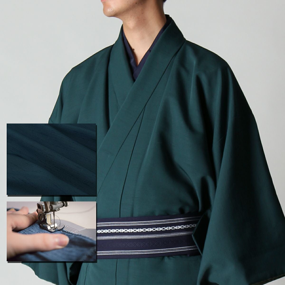 着物とはおり絹100%です 仕立てオーダー 洗える着物(羽織) 紬 鉄紺