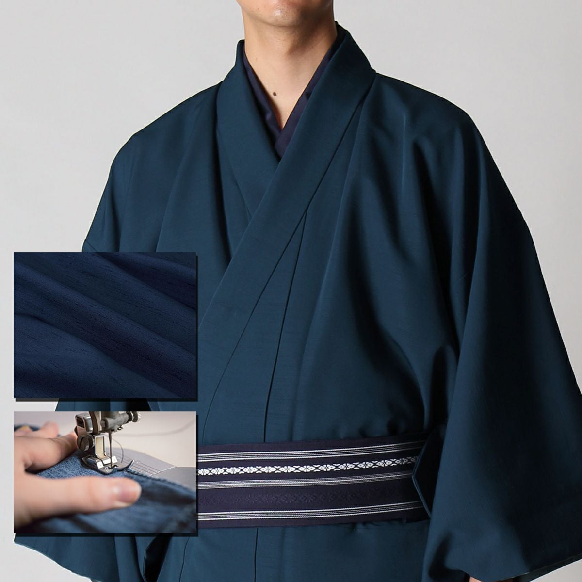 仕立てオーダー 洗える着物(羽織) 紬 鉄紺