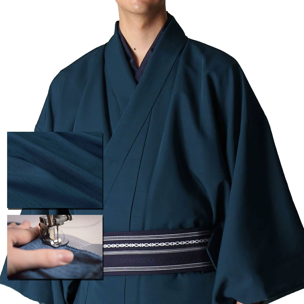  仕立てオーダー着物(もしくは羽織) 洗える着物 紬 紺