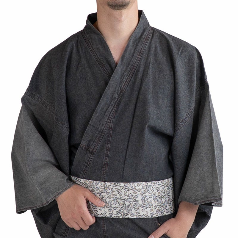 デニム着物 メンズ 単衣 B 黒