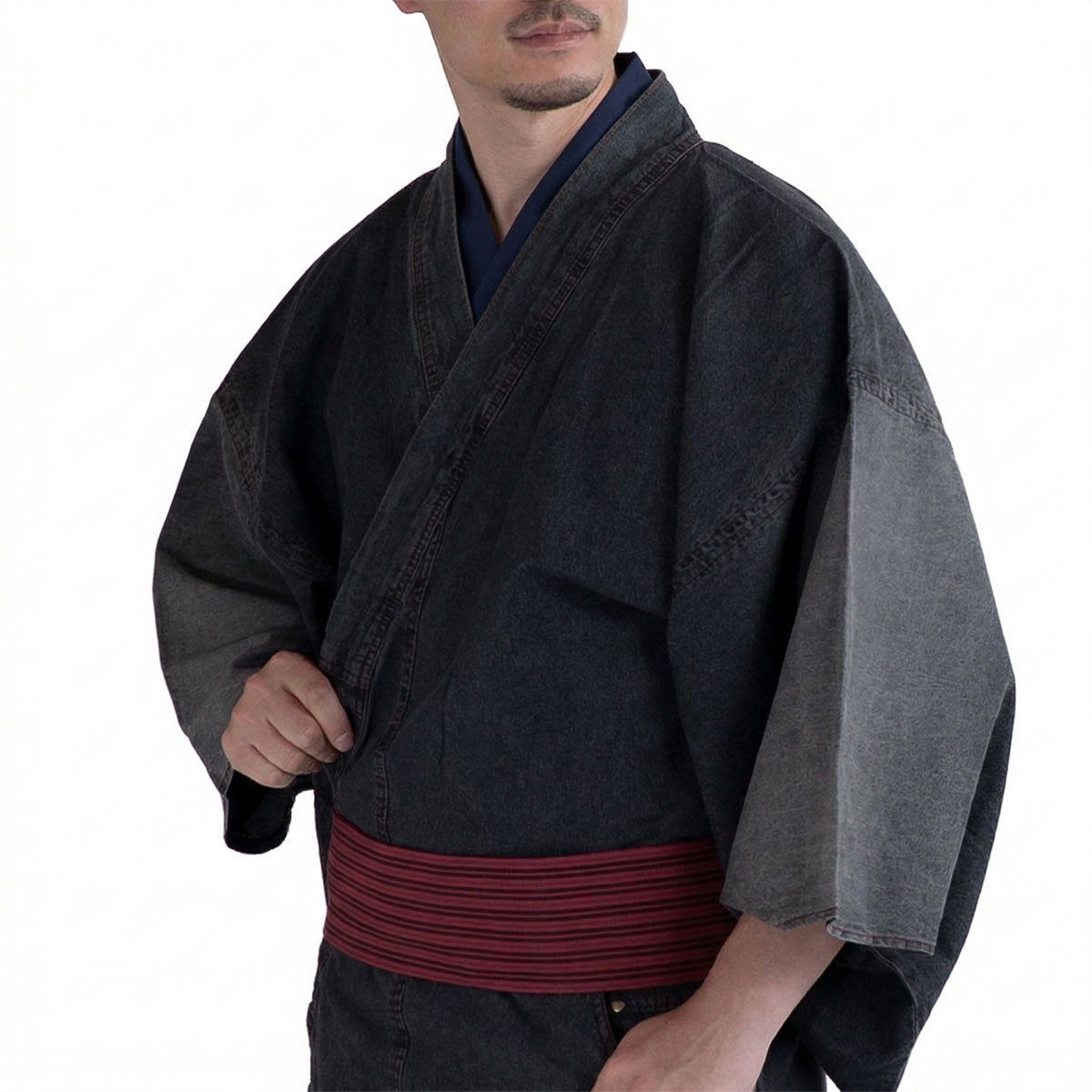 デニム着物 メンズ 単衣 黒