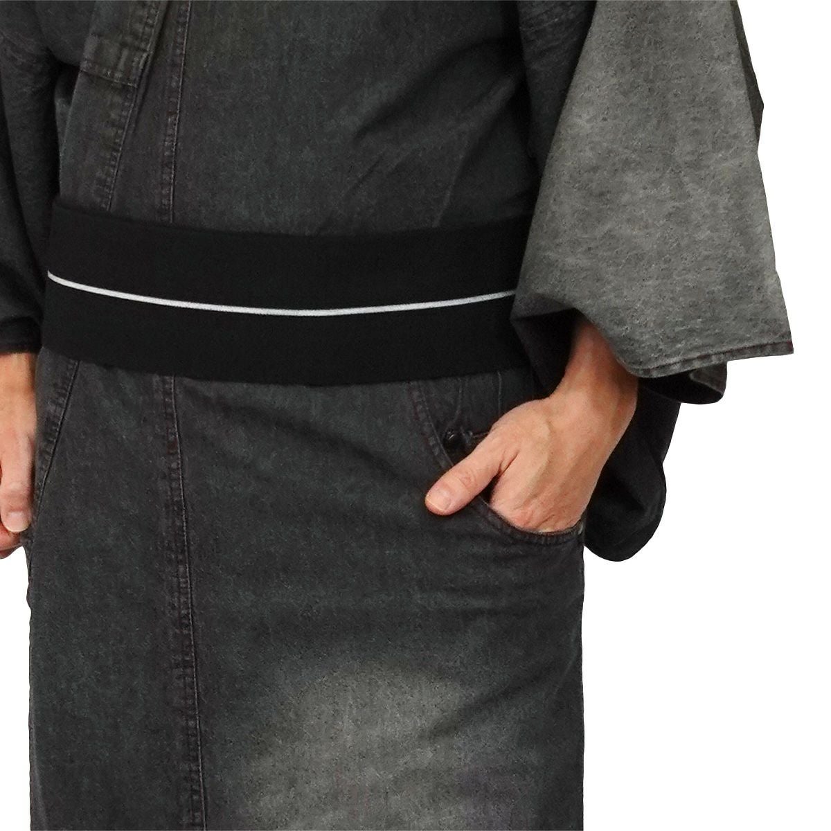デニム着物 メンズ 単衣 B 黒