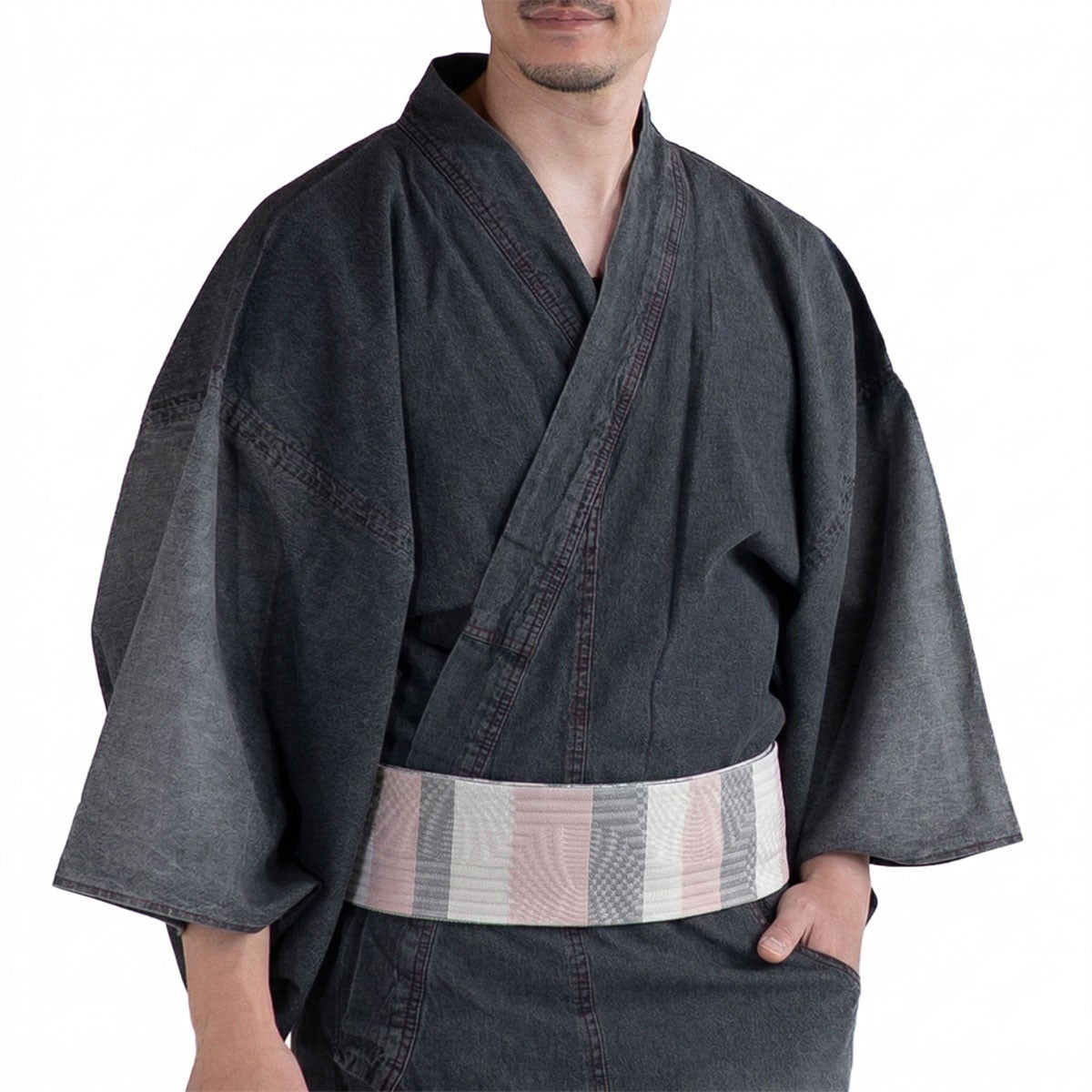 デニム着物 メンズ 単衣 黒