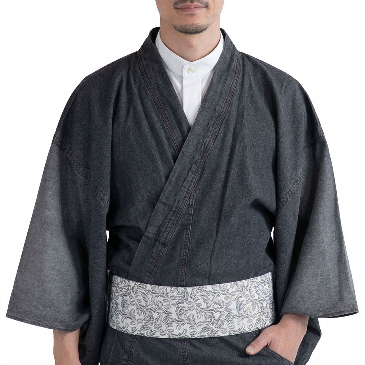 メンズ デニム着物 単衣着物 Ｌサイズ 新品 送料込み デニム着物 メンズ 単衣 黒