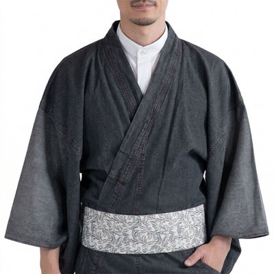 デニム着物 メンズ 単衣 黒
