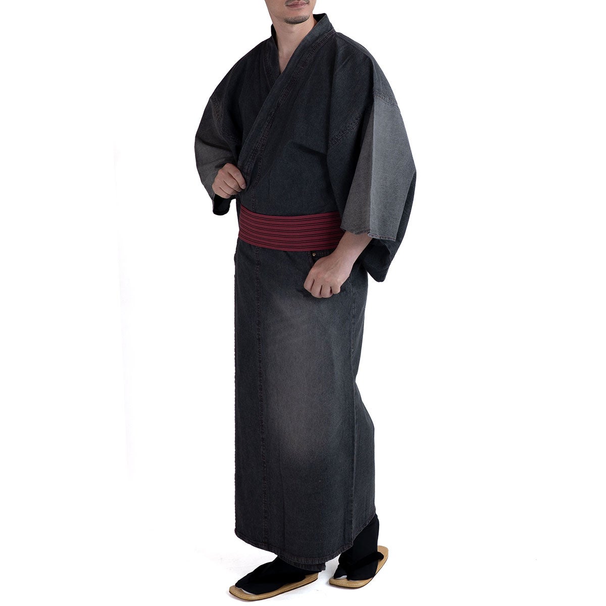 デニム着物 メンズ 単衣 黒