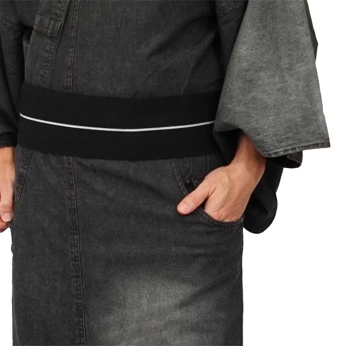 デニム着物 メンズ 単衣 黒