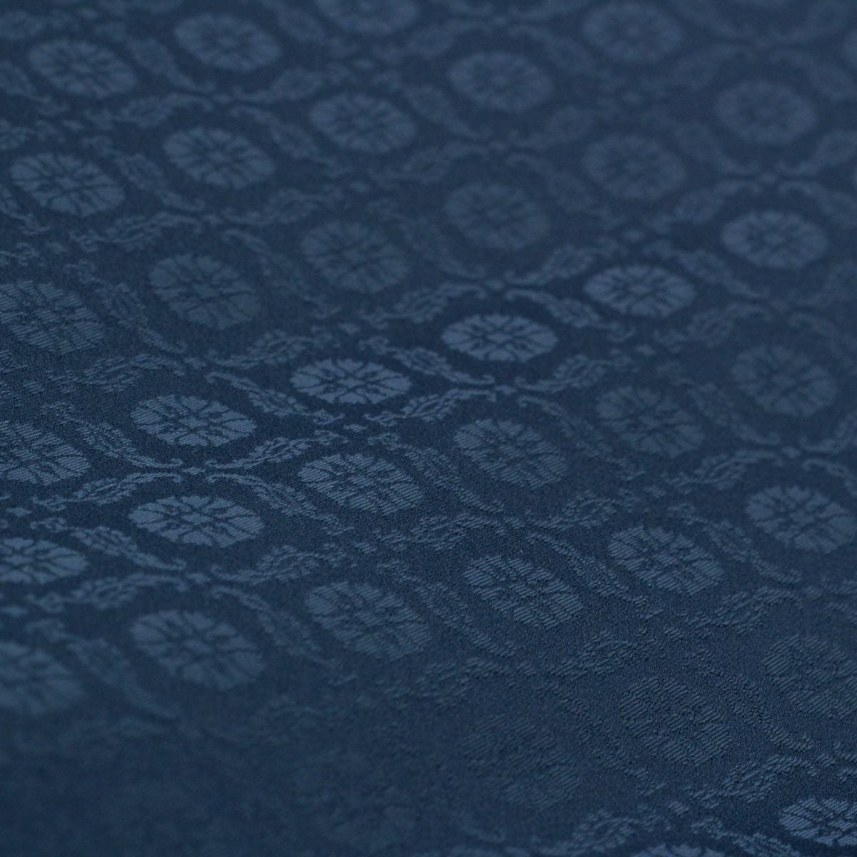 すぐに着られる男羽織 洗える 袷 小紋 テイジン 葵 紺 M