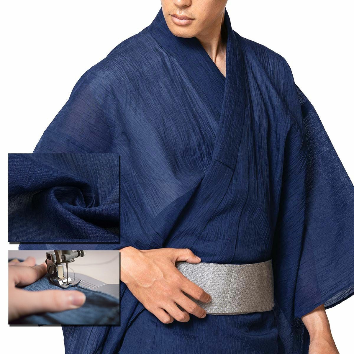 仕立てオーダー浴衣 夏着物 小千谷縮 本麻 紺 | 男着物の加藤商店《公式》