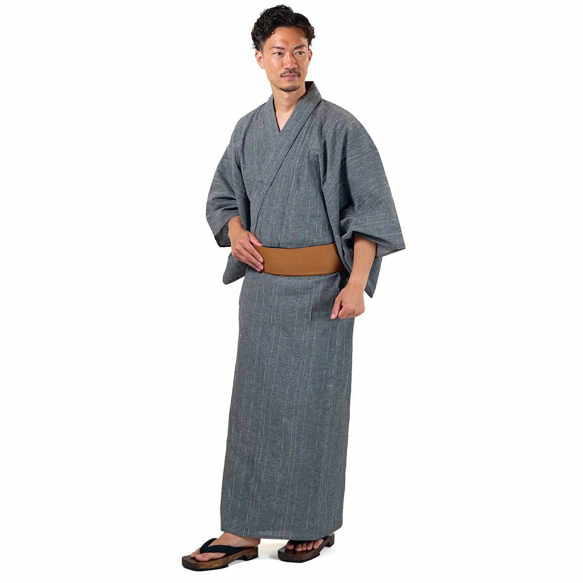 メンズ浴衣 近江ちぢみ綿麻