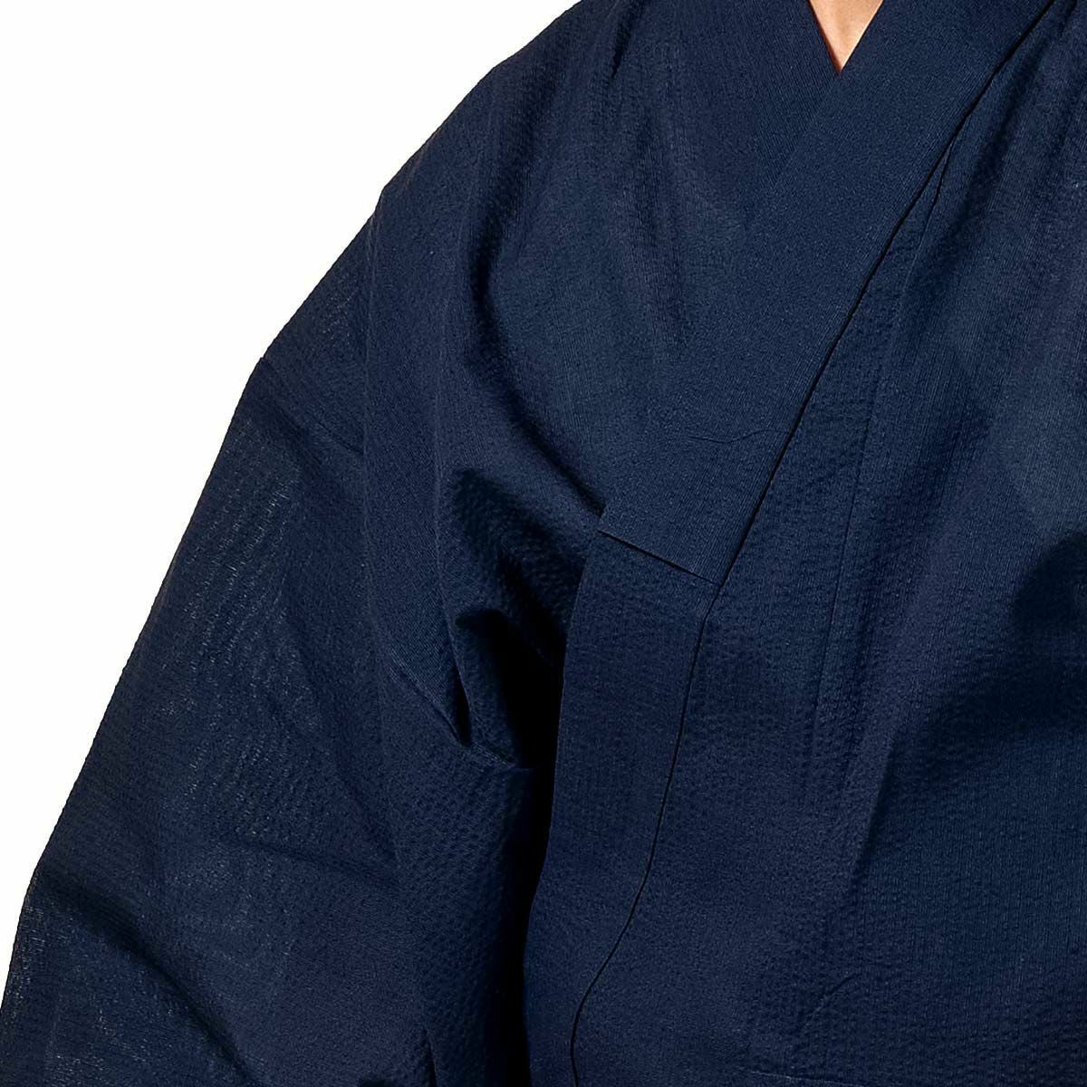 大きいメンズ浴衣 しじら 綿麻 作り帯セット