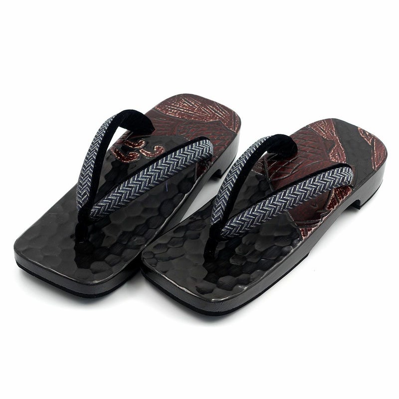 桐下駄 鎌倉彫 27cm位まで対応 刀痕 鯉