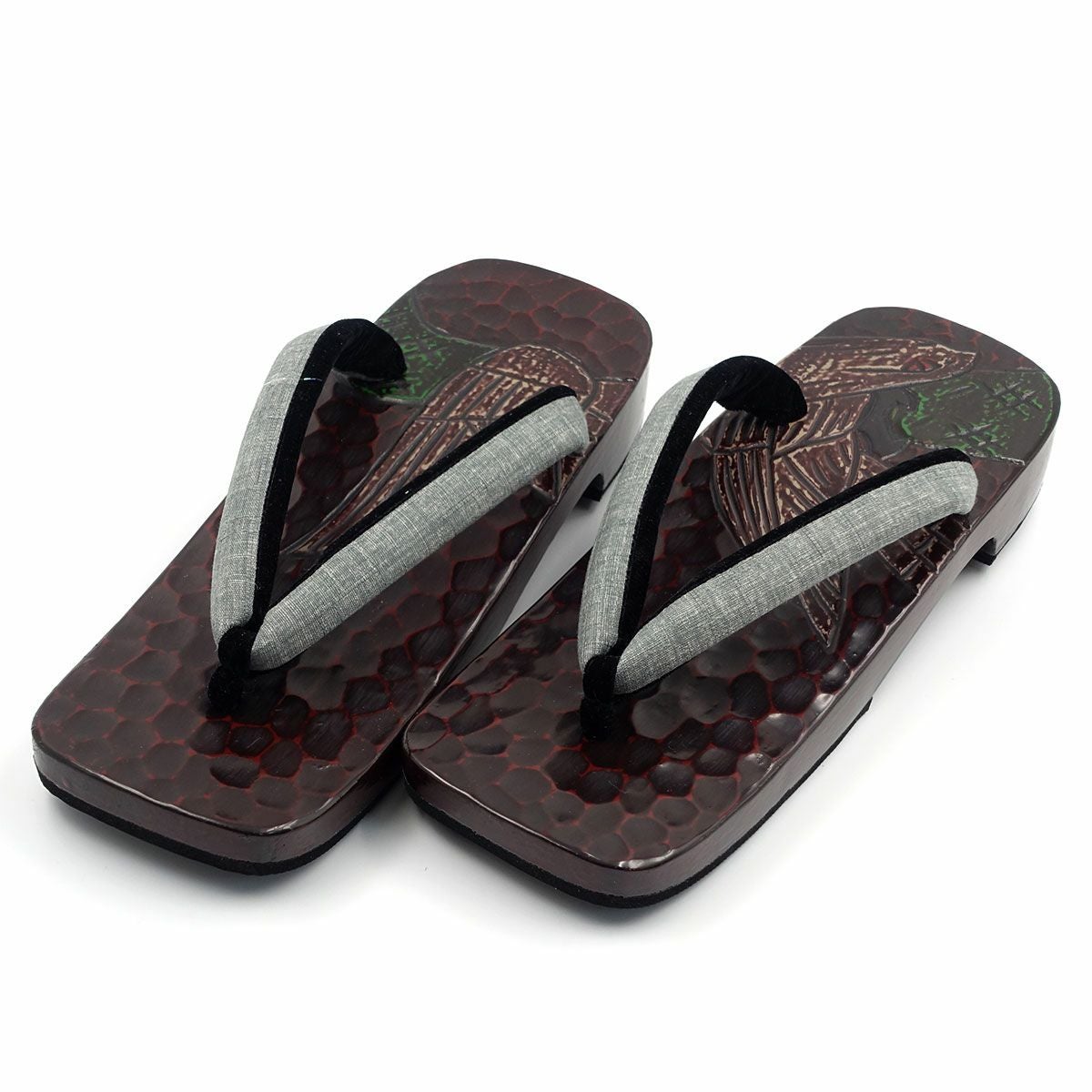 桐下駄 鎌倉彫 27cm位まで対応 刀痕 鷹