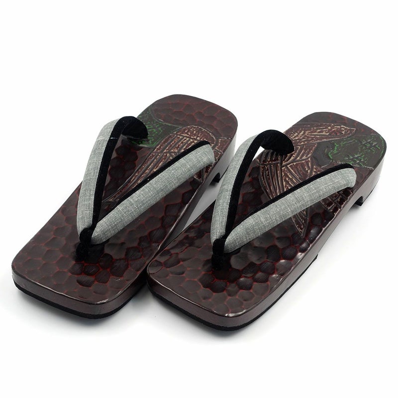 桐下駄 鎌倉彫 27cm位まで対応 刀痕 鷹