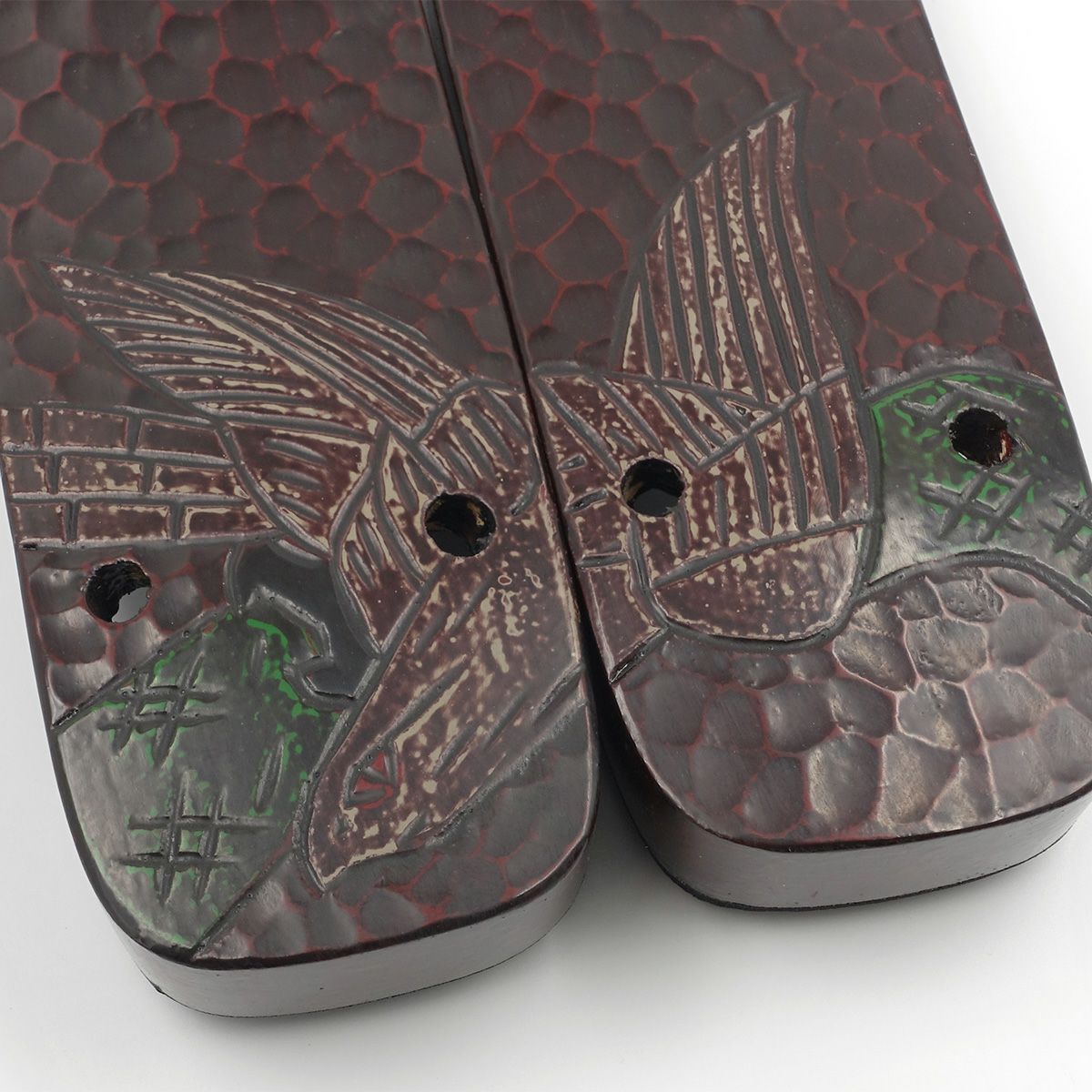 桐下駄 鎌倉彫 27cm位まで対応 刀痕 鷹