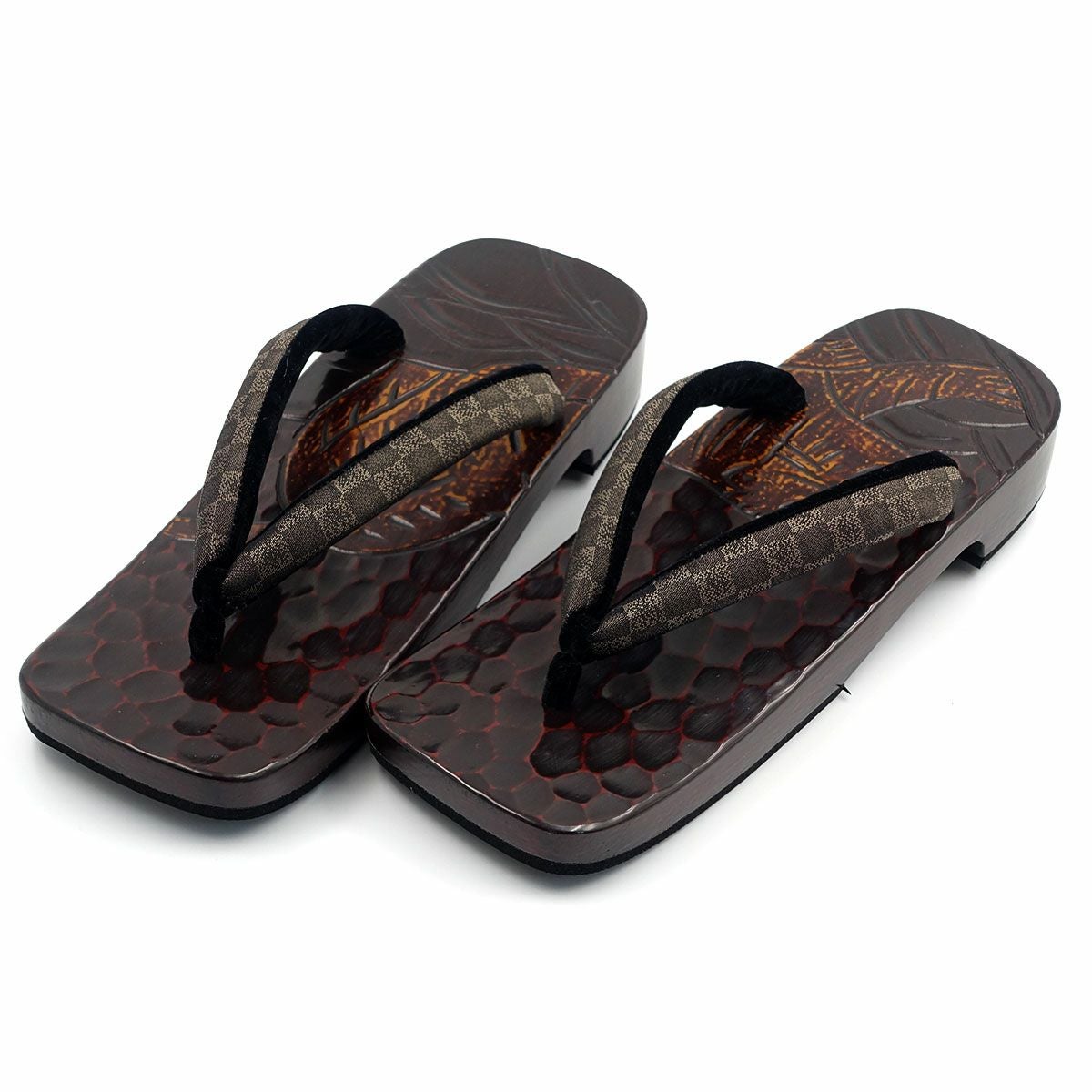 桐下駄 鎌倉彫 27cm位まで対応 刀痕 虎