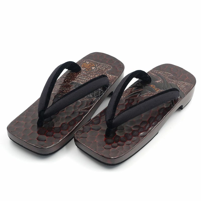 桐下駄 鎌倉彫 27cm位まで対応 刀痕 龍