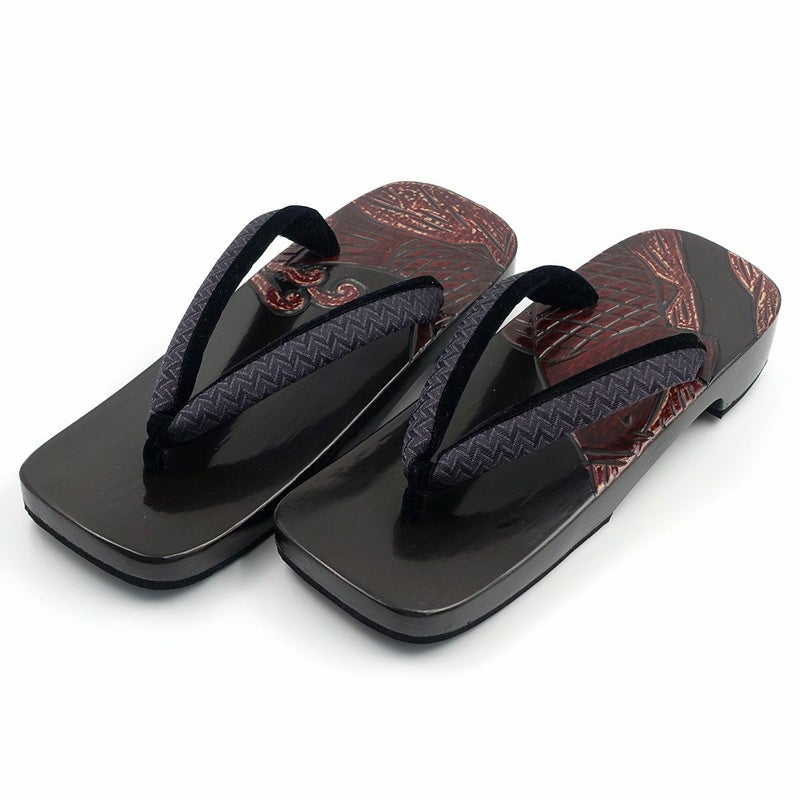 桐下駄 鎌倉彫 27cm位まで対応 鯉