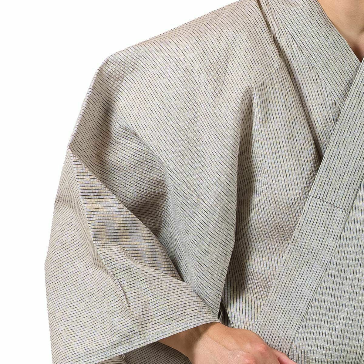大きいメンズ浴衣 しじら 綿麻 作り帯セット