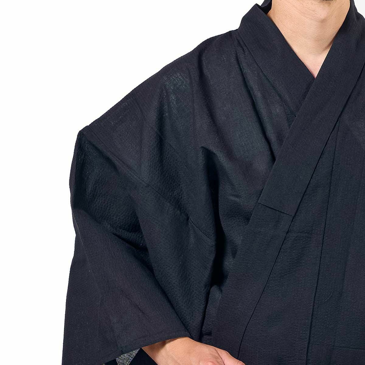 英語ガイドブック付き メンズ浴衣 しじら 綿麻 浴衣セット