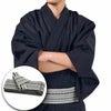 英語ガイドブック付き メンズ浴衣 しじら 綿麻 作り帯セット