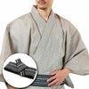 英語ガイドブック付き メンズ浴衣 しじら 綿麻 作り帯セット