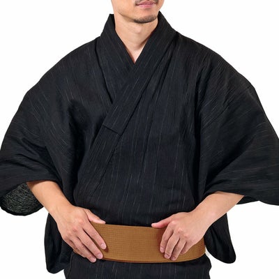 英語ガイドブック付き メンズ浴衣 近江ちぢみ 綿麻