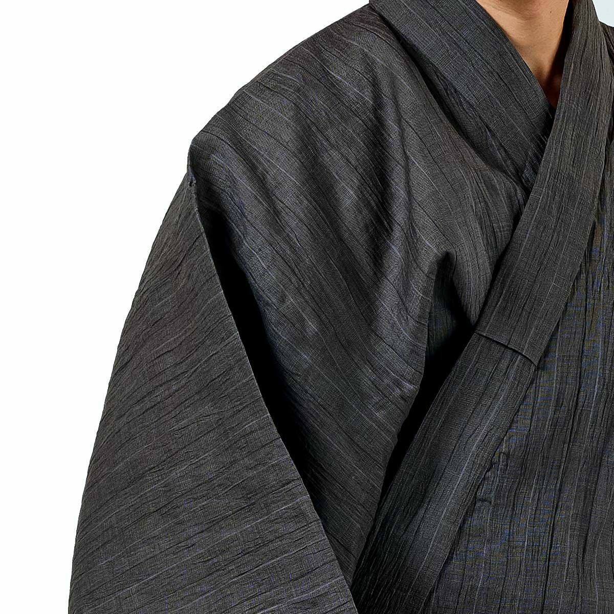 英語ガイドブック付き メンズ浴衣 近江ちぢみ 本麻