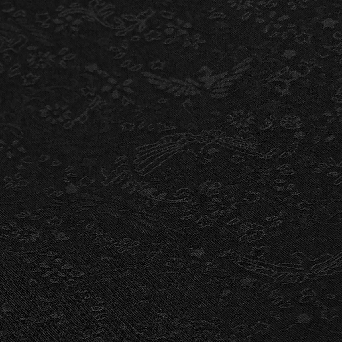 洗える 袷 ちりめん 小紋 鳳凰 黒