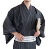 近江ちぢみ綿麻 濃グレー縞
