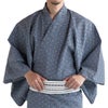 浴衣セット 滝流れ 綿 紗綾型 紺グレー M～LL