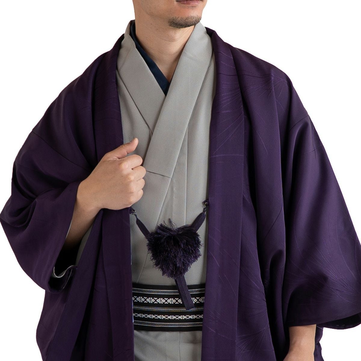 本日29日までの出品　小紋　正絹　袷　紫　(No.2) 小紋 着物 未使用 正絹 袷 伝統工芸士 服部光擴 監修 ものと〜ん 黒 桜