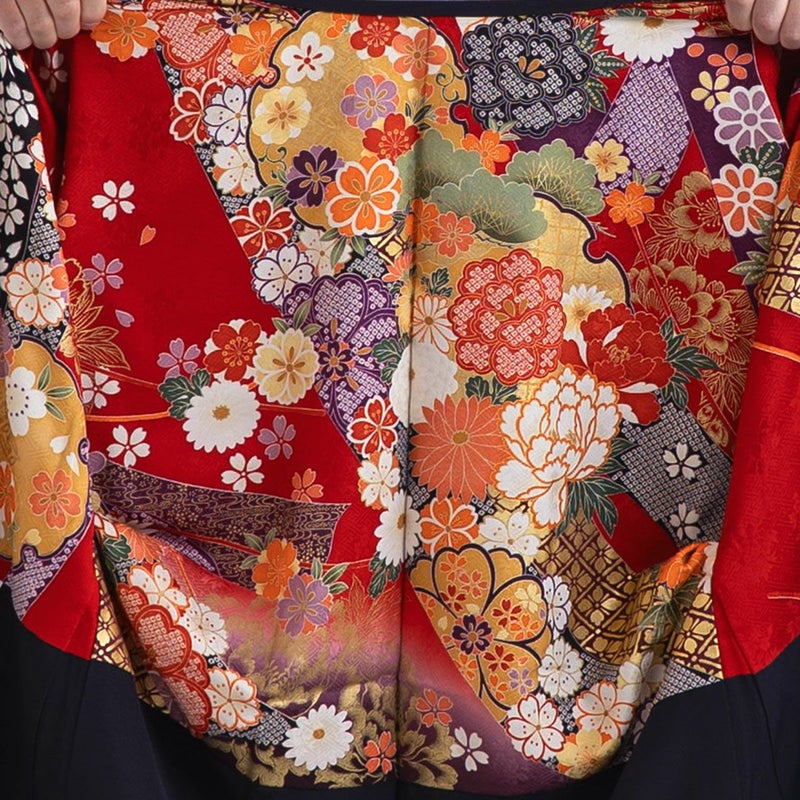 男羽織 正絹 裏地 振袖柄