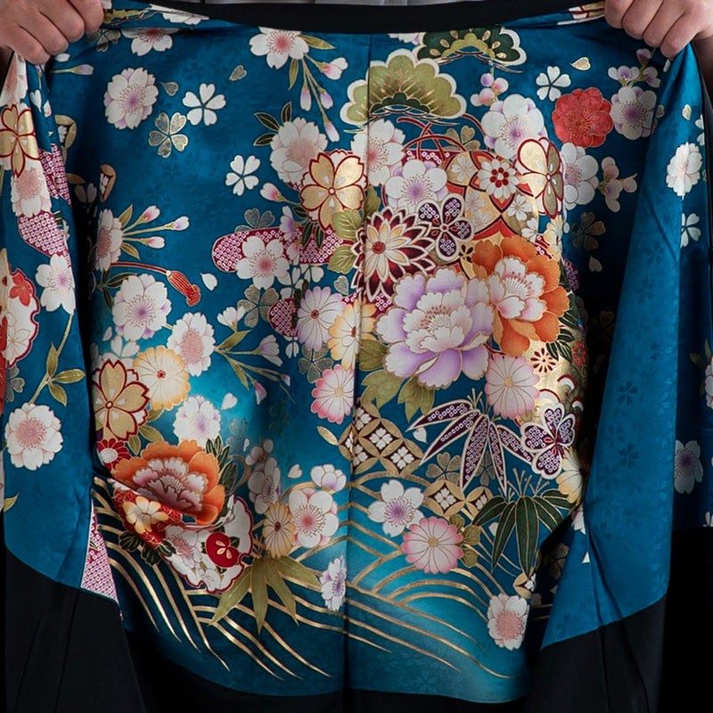 男羽織 正絹 裏地 振袖柄