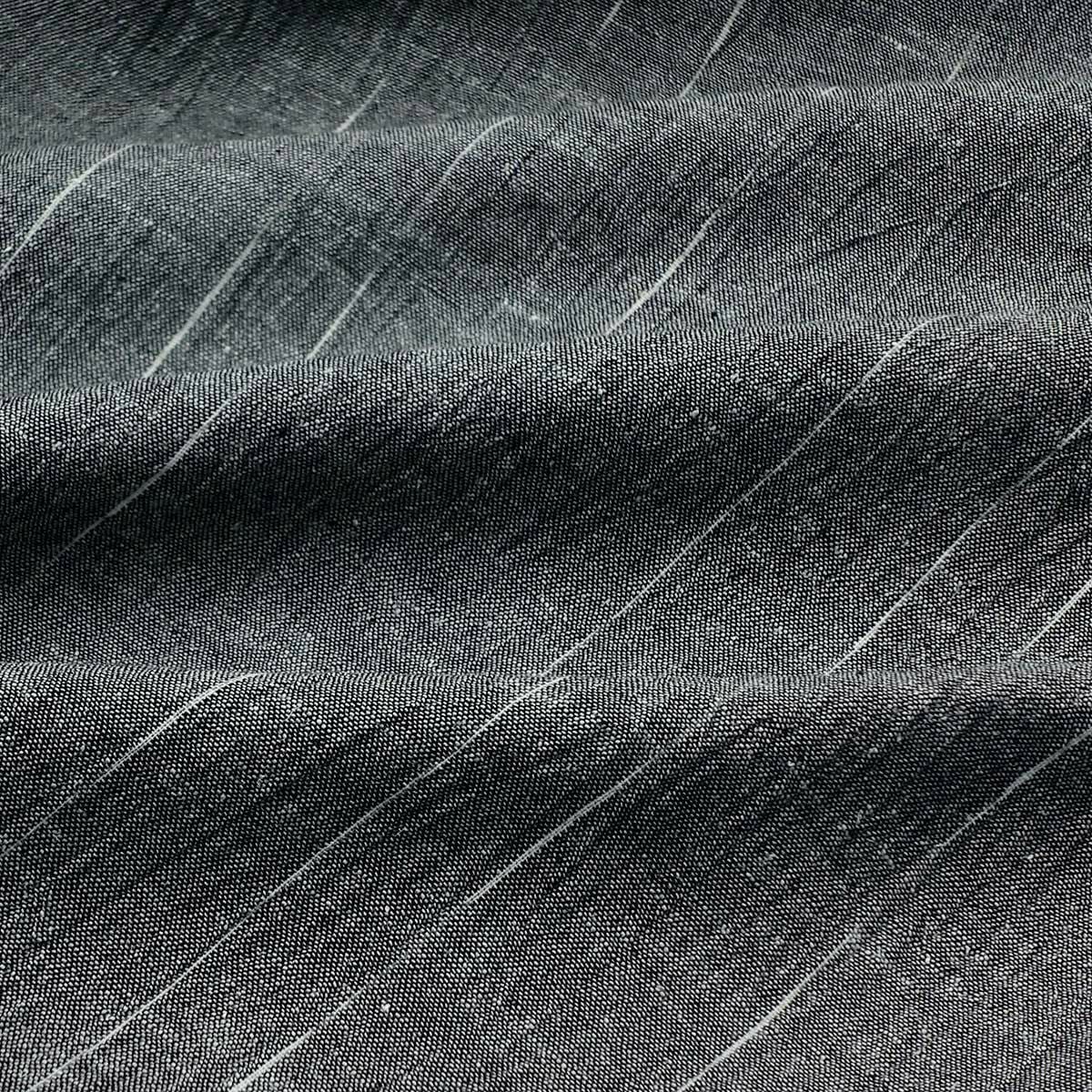 近江ちぢみ 綿麻 グレー （浴衣+シルバー兵児帯+男締め）