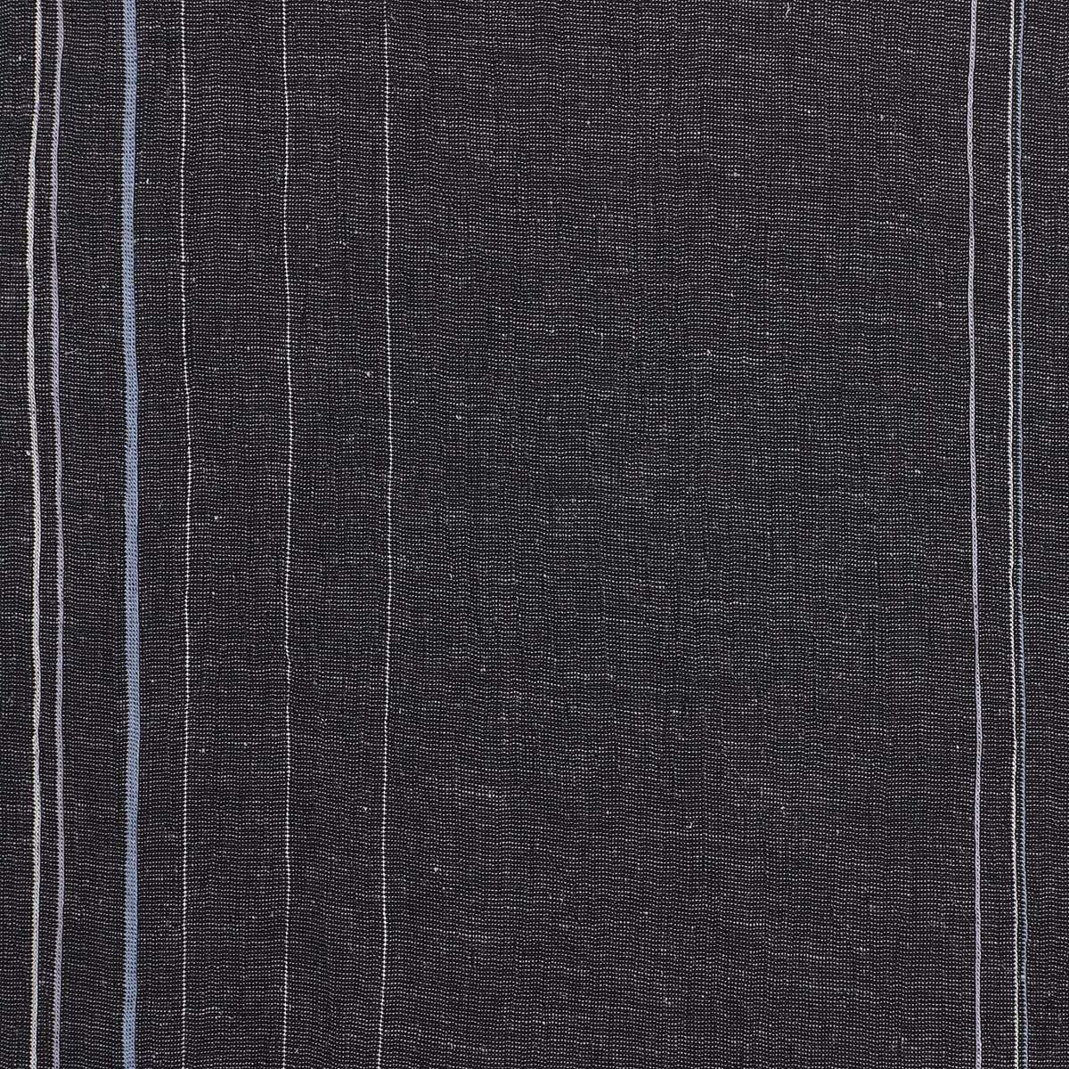 近江ちぢみ 綿麻 濃グレー縞 （浴衣+シルバー兵児帯+男締め）