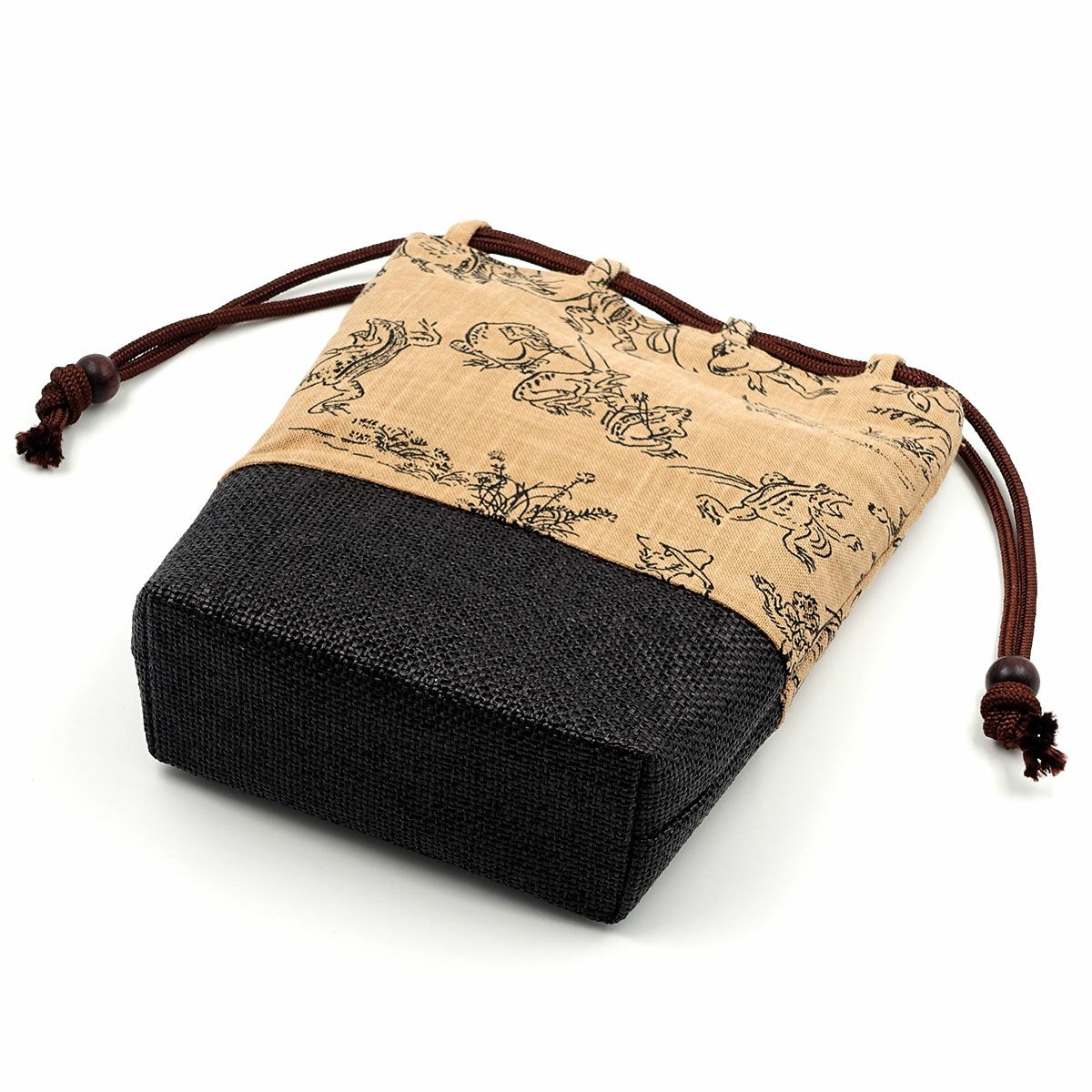巾着袋 信玄袋 鳥獣戯画 薄茶 日本製 | 男着物の加藤商店《公式》