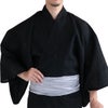 浴衣セット しじら 綿麻 黒 M～LL （浴衣+シルバー兵児帯+腰紐）