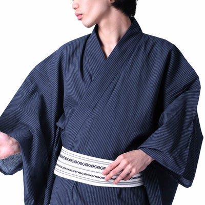 メンズ浴衣 濃紺縞 ネイビー